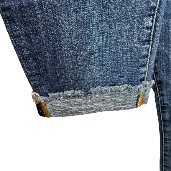 Kut from the Kloth | Amy Cropped Straight Leg Raw Hem Cuffed Jeans | Sz 4 - Picture 3 of 11